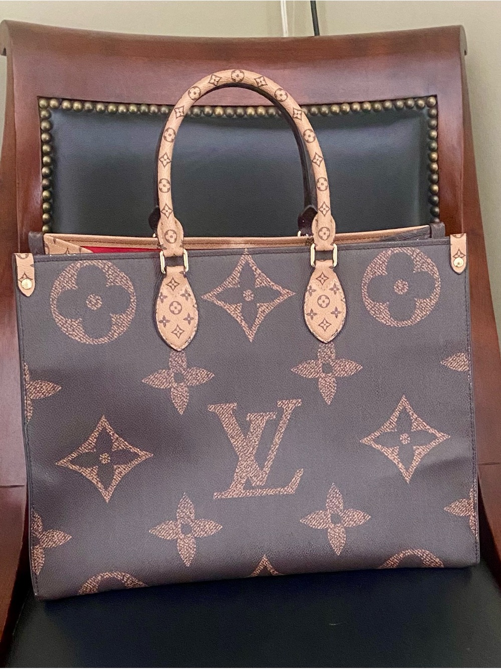 Large two tone brown unbranded tote bag